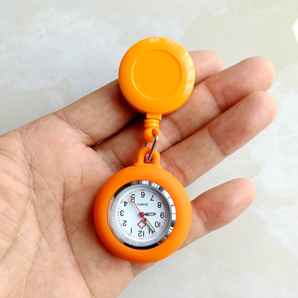 Retractable Blank Simple Nurse Doctor Hospital Pocket Watch Badge Reel Clip Hang Colourful Pendant Dress Watches Clock Quick Pick Grocers