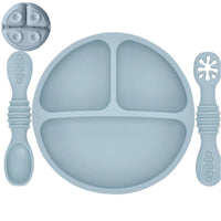 Silicone Baby Sucker Silicone Dining Plate Rice Spoon Set Cute Cartoon Children Dishes Smile Face Baby Tableware Retro Kid Bowl Purest Peak