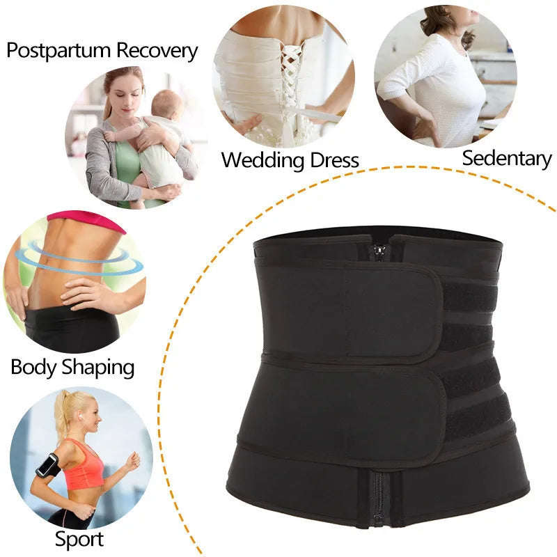 1pc Waist Trainer Slimming Body Shaper Fitness Belt Weight Loss Fat Burning Sport Girdle Sweat Trimmer Workout Cincher Shapewear Quick Pick Grocers