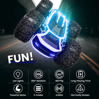 Sinovan Remote Control Car with Lights for Boys 4-7, 2.4GHz Rc Stunt Cars for Kids, 360°Rotating Double Sided RC Car Toys Black Econic Blanks