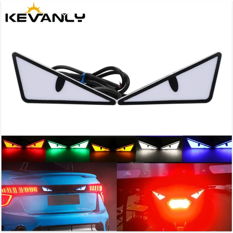 2pcs LED Devil's Eye License plate light Headlight For Car Motorcycl Universal Modified Decoration single light car Accessories Econic Blanks