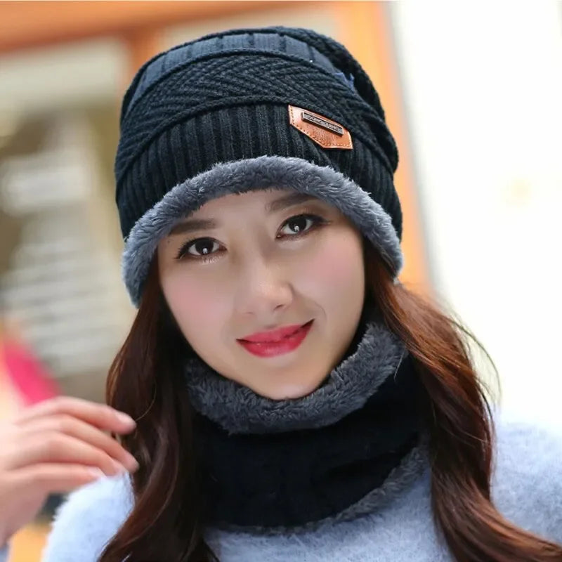 Winter Fleece Scarf Hats Thicken Plush Warm Beanies Wool Knit Caps Men Women Outdoor Cycling Ski Cold Protection Neck Mask Hat Quick Pick Grocers