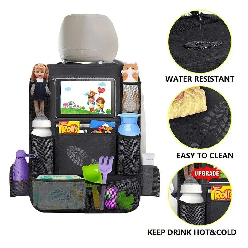 Car Seat Organizer Multifunctional Oxford Fabric Car Back Multi Pocket Storage Bag with Tablet Holder Protector for Kids Econic Blanks