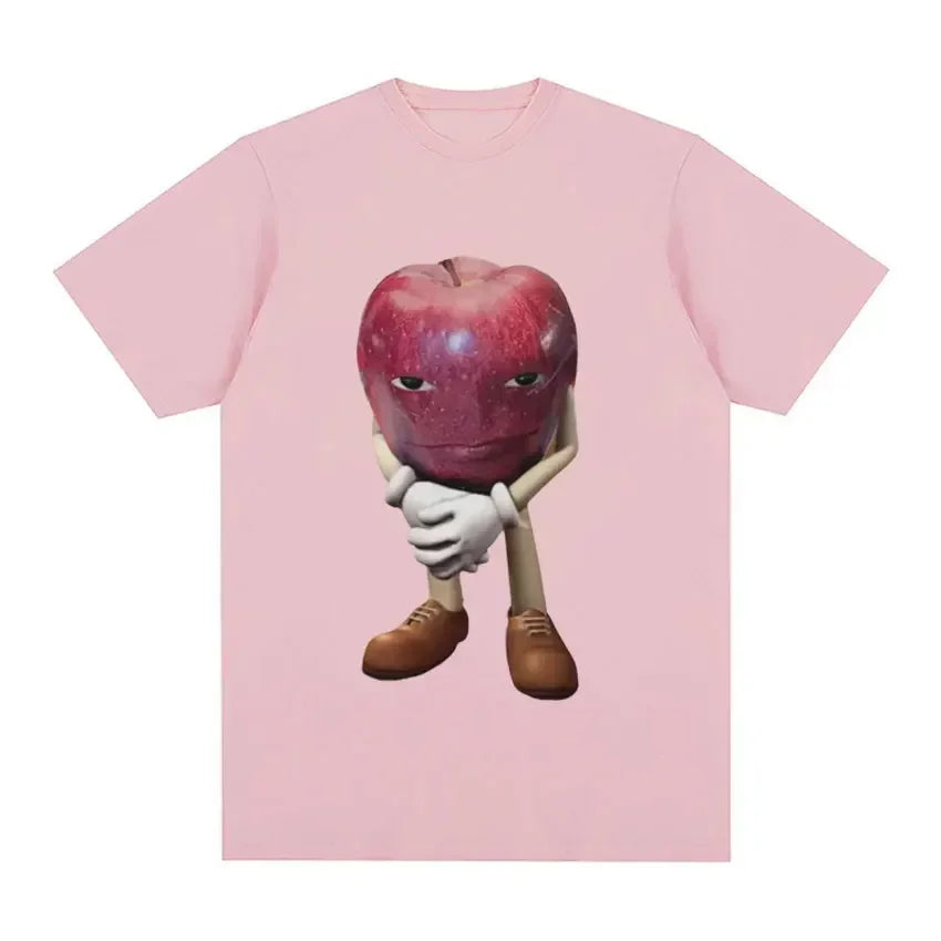 Funny Me Asf Apple with Face Meme T Shirt Unisex Fashion High Quality T Shirts Men Retro Casual Short Sleeve T-shirt Tops Quick Pick Grocers
