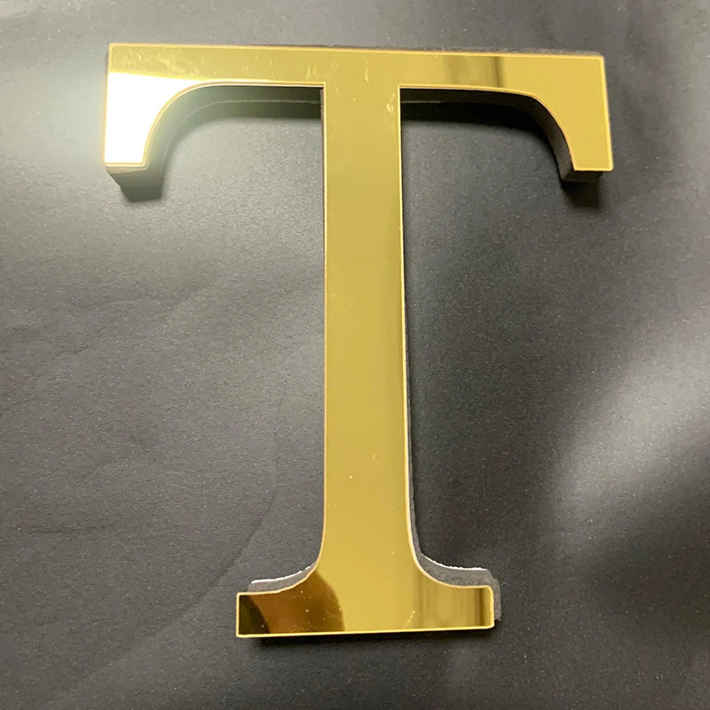 Gold English Letters Mirror 3D Wall Sticker Home Decoration Festival Party Wedding Decor Acrylic Mural Peel & Stick Wallpaper Quick Pick Grocers