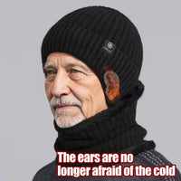Outdoor Men Winter Knitted Hat Plush Warmth Peaked Cap Earmuff Casual Fashion Faux Fur Lined Bomber Hats Cycling Ear Protection Purest Peak