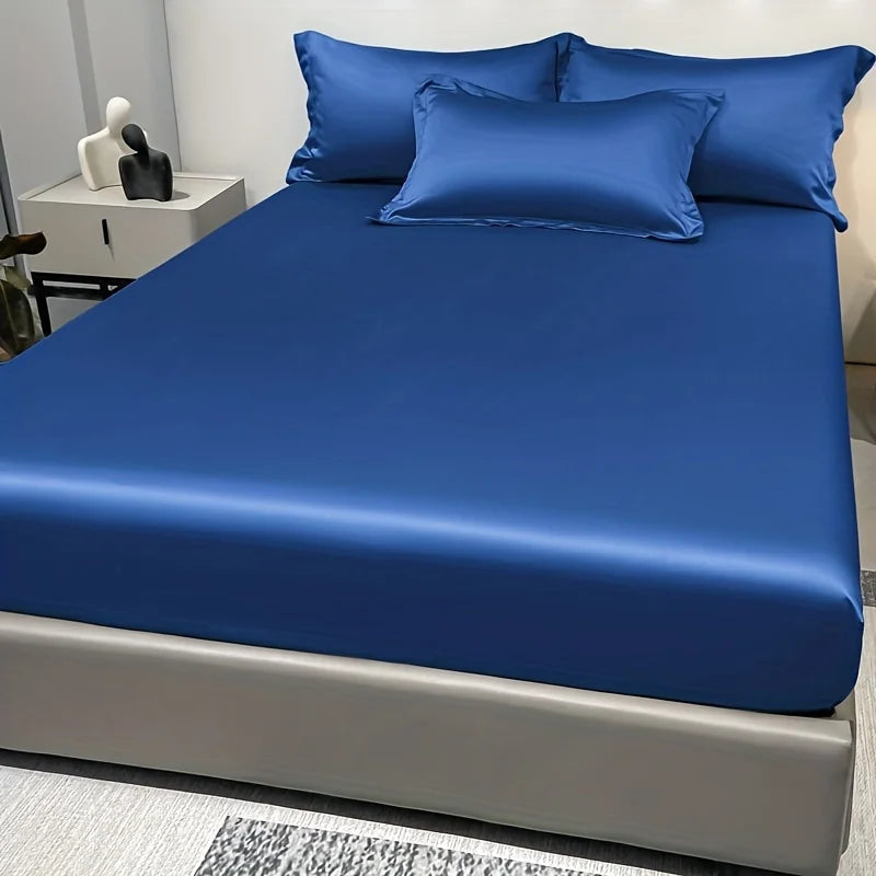 Modern Satin Fitted Sheet Ice Silk Bedspread Quick Pick Grocers