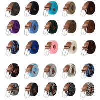 107/120/130CM Fashion Female Elastic Casual Stretch Woven Belt Unisex Canvas Elastic Belts for Women Jeans Pin Buckle Men Belt Quick Pick Grocers