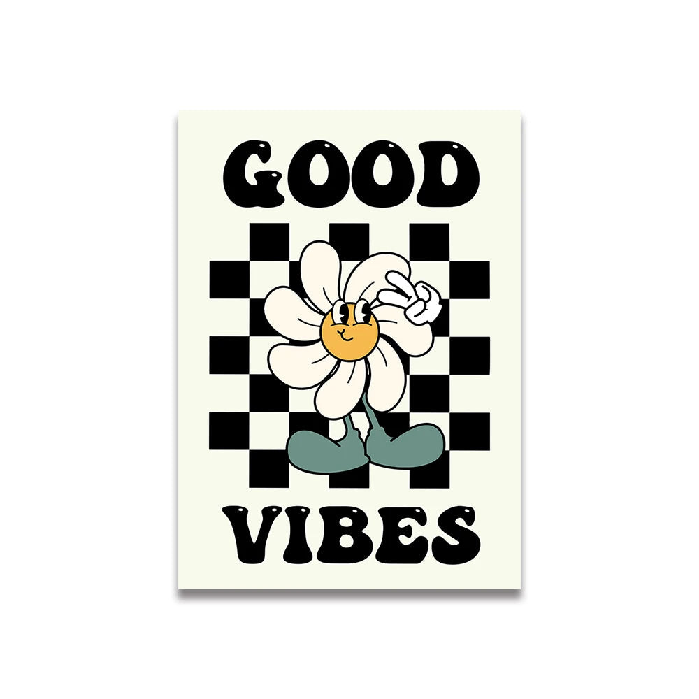 Simplicity Vintage Pink Cartoon Print Canvas Posters Wall Art Poster Home Decor Canvas Print Painting  Living Room Bedroom Decor Quick Pick Grocers