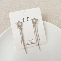 2024 New Simple Stars Tassel Earrings for Women Korean Charm Delicate Shiny Rhinestone Drop Earring Fashion Wedding Gift Jewelry Econic Blanks