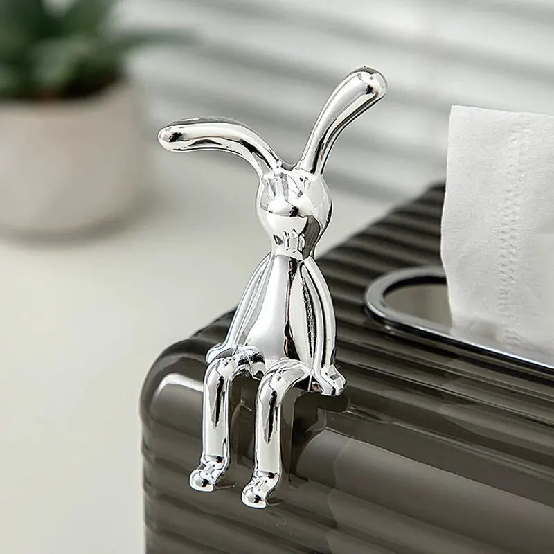 2PC Long-Eared Rabbit Double Statue Cartoon Decoration Accessories Living Room Bedroom Car Decoration Desktop Decorative Ornamet Quick Pick Grocers
