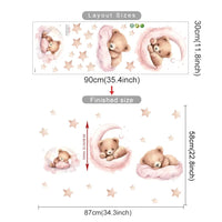 Pink Cartoon Bear Balloon Wall Stickers for Kids Room Decoration Baby Girls Baby Boys Room Wall Decals Kindergarten Nursery Room Quick Pick Grocers