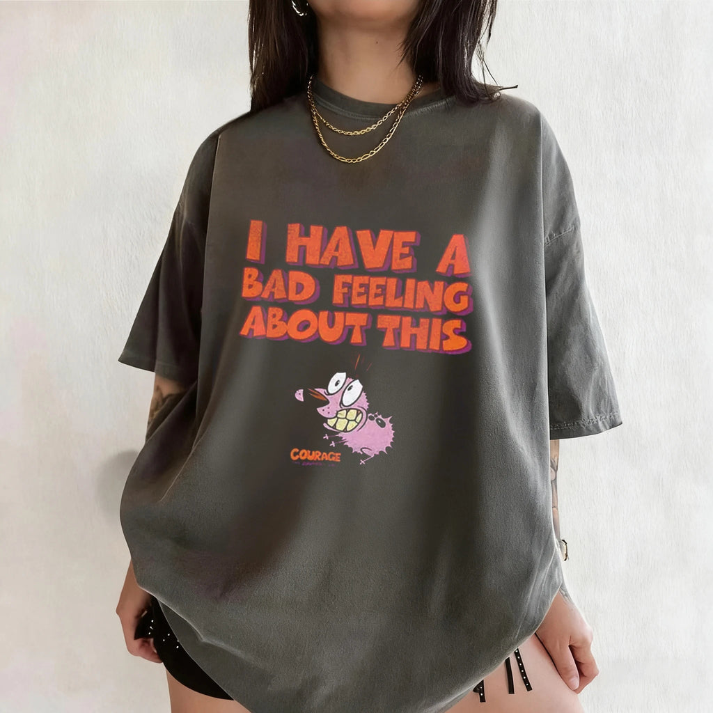 Vintage Courage The Cowardly Dog Cartoon Print Short Sleeve T-Shirt Retro Unisex Graphic Tee 90s Nostalgia Summer Streetwear Tee Quick Pick Grocers