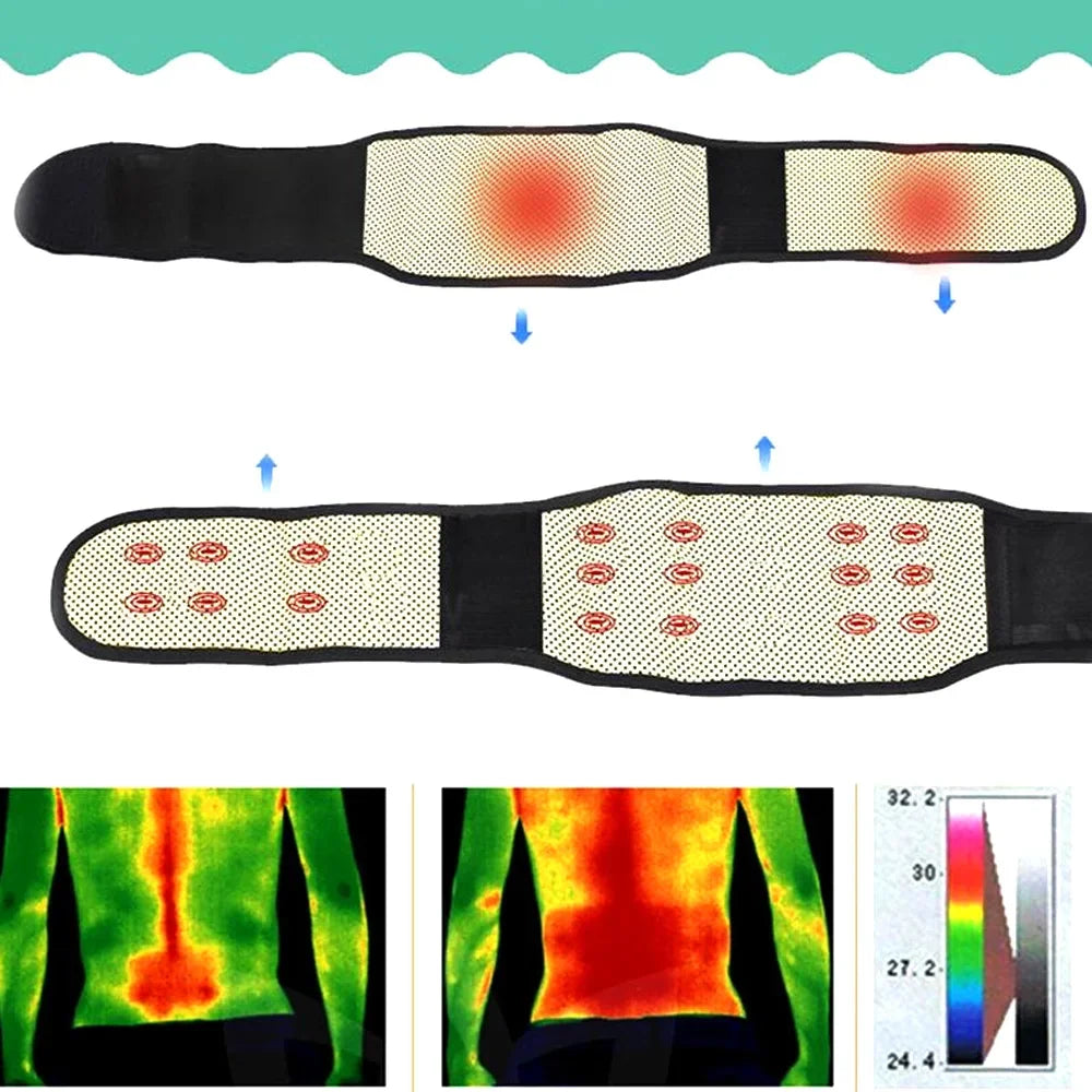 Tcare M - 4XL Adjustable Tourmaline Self Heating Magnetic Therapy Back Waist Support Belt Lumbar Brace Massage Band Health Care Purest Peak