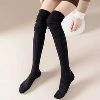 Fashion Pure Cotton Knee-high Socks Solid Color Keep Warm Long Tight Socks Boot Socks Fall Winter Quick Pick Grocers