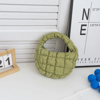 Fashion Mini Puffer Tote Bag Quilted Circle Phone Purse Elegant Purple Soft Nylon Padded Key Pouch Simple Trend Handbag Econic Blanks