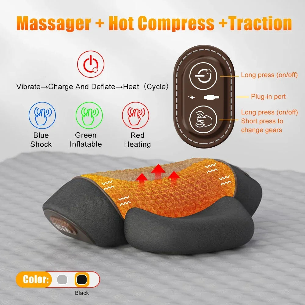 Electric Neck Massager Pillow Cervical Stretcher Heating Vibration Massage Back Traction Orthopedic Sleeping Pillows Support Quick Pick Grocers