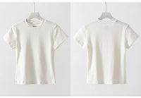 Basic T Shirts Women Cotton Slim Fit White Tops Summer Black Tees Crew Neck 100% Cotton T Shirt For Women Plain T-shirts Soft Quick Pick Grocers