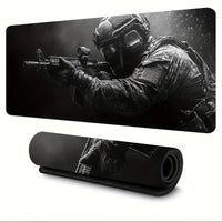 Large Mouse Pad Tactical Soldier Design Non-Slip XXL desk pad gaming accessories Stitched Edges for Home and game for fps gamer Econic Blanks