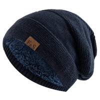 New Unisex Slouchy Winter Hats Add Fur Lined Men And Women Warm Beanie Cap Casual Label Decor Winter Knitted Hats Purest Peak