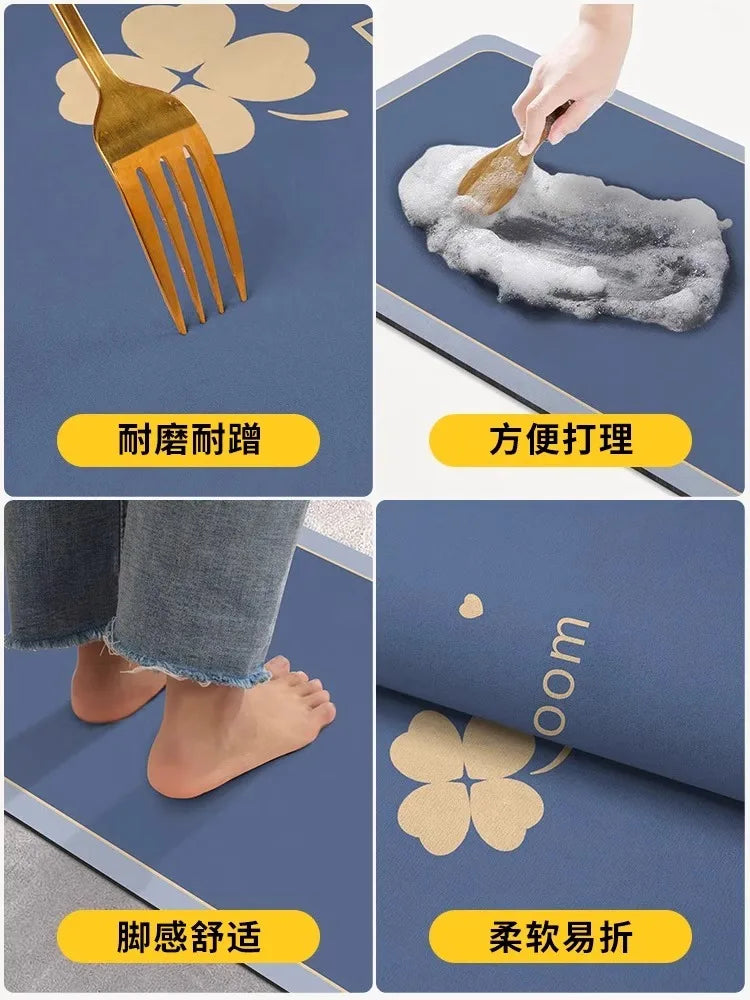 Diatomaceous Earth Bath Mat Bathroom Rug Absorbent Non-slip Floor Foot Mats Quick Dry Shower Carpet Toilet Pad Doormat Washable Quick Pick Grocers