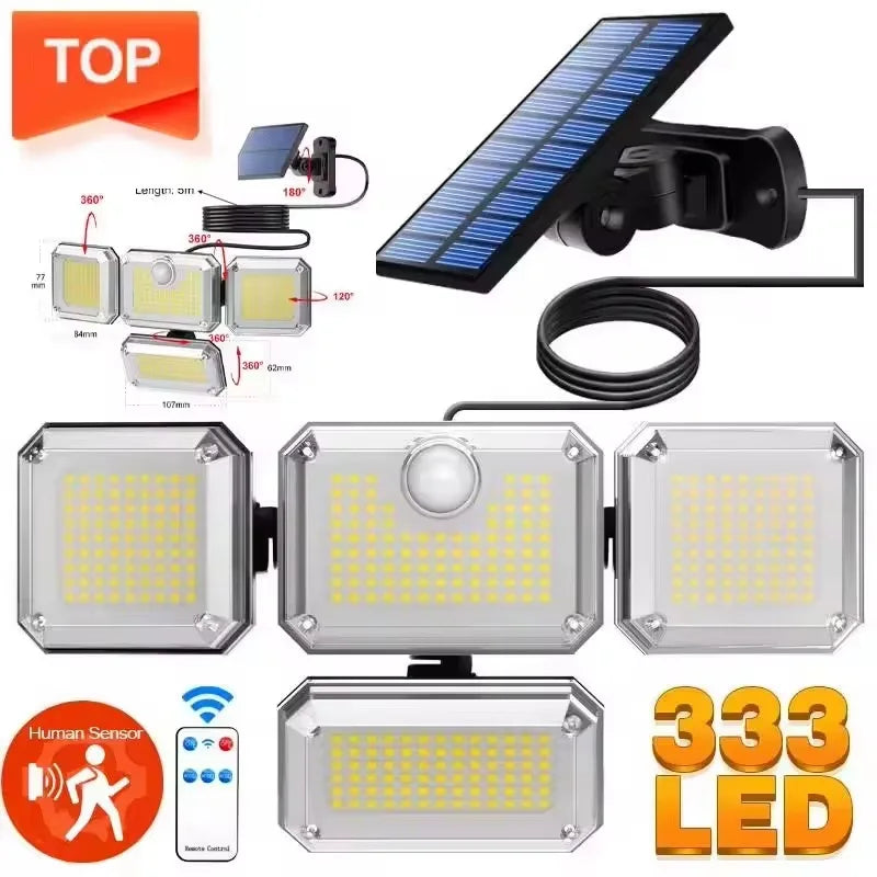 122/333LED Solar Lights Outdoor Motion Sensor Human Induction 3 Modes IP65 Waterproof Solar Power Garage Yard Corridor Wall Lamp Econic Blanks