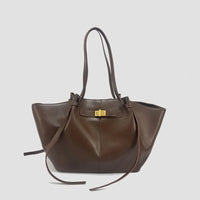 Fashion Large Capacity Trapeze Women Shoulder Bags Designer Metal Lock Handbags High-Quality Pu Leather Big Tote Commute Bag Quick Pick Grocers