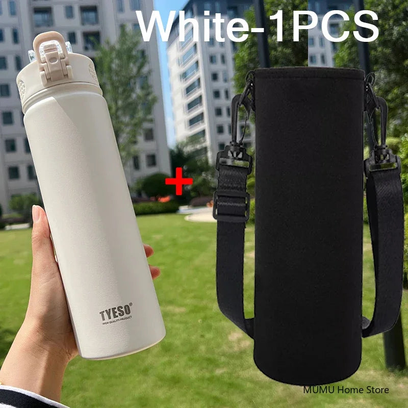 TYESO 600/750ML Thermos Bottle With Straw Stainless Steel Car Thermal Cup Sports Water Bottles Keeps Cold and Heat Thermal Mug Quick Pick Grocers