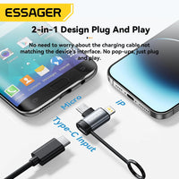 Essager 2-in-1 Lightning/Micro USB Adapter Fast Charging USB Type C Female Connector for iPhone 17 16 15 14 13pro iPad Converter Quick Pick Grocers