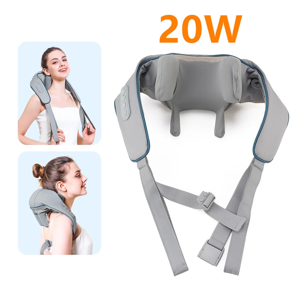 Foreverlily 26W Neck And Shoulder Massager Wireless Shoulder And Back Kneading Massage Shawl Trapezius Neck Cervical masajeador Purest Peak