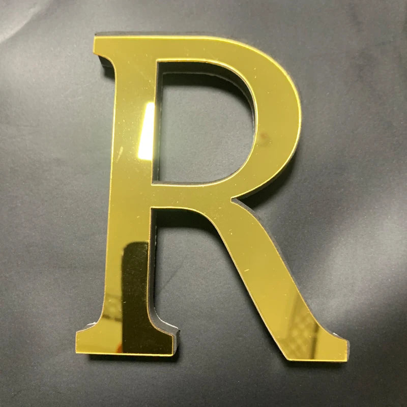 Gold English Letters Mirror 3D Wall Sticker Home Decoration Festival Party Wedding Decor Acrylic Mural Peel & Stick Wallpaper Quick Pick Grocers
