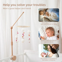 Baby Rattle Toy Bed Bell Bracket Wooden Mobile 0-12 Months Newborn Crochet Bed Bell Hanging Toys Holder Bracket Infant Crib Gift Purest Peak