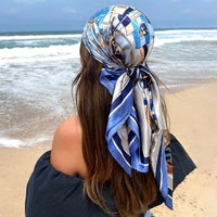 Satin Square Scarf Women Muslim Hijab Elegant 2025 Print Silk Neckerchief Shawl Wraps Headband Handle Hair Accessories Bandana Econic Blanks
