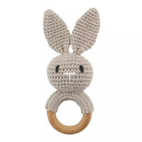 Baby Crochet Rattle Wooden Teether Toy BPA Free Wood Rodent Rabbit Rattle Baby Mobile Play Gym Newborn Educational Music Toys Purest Peak