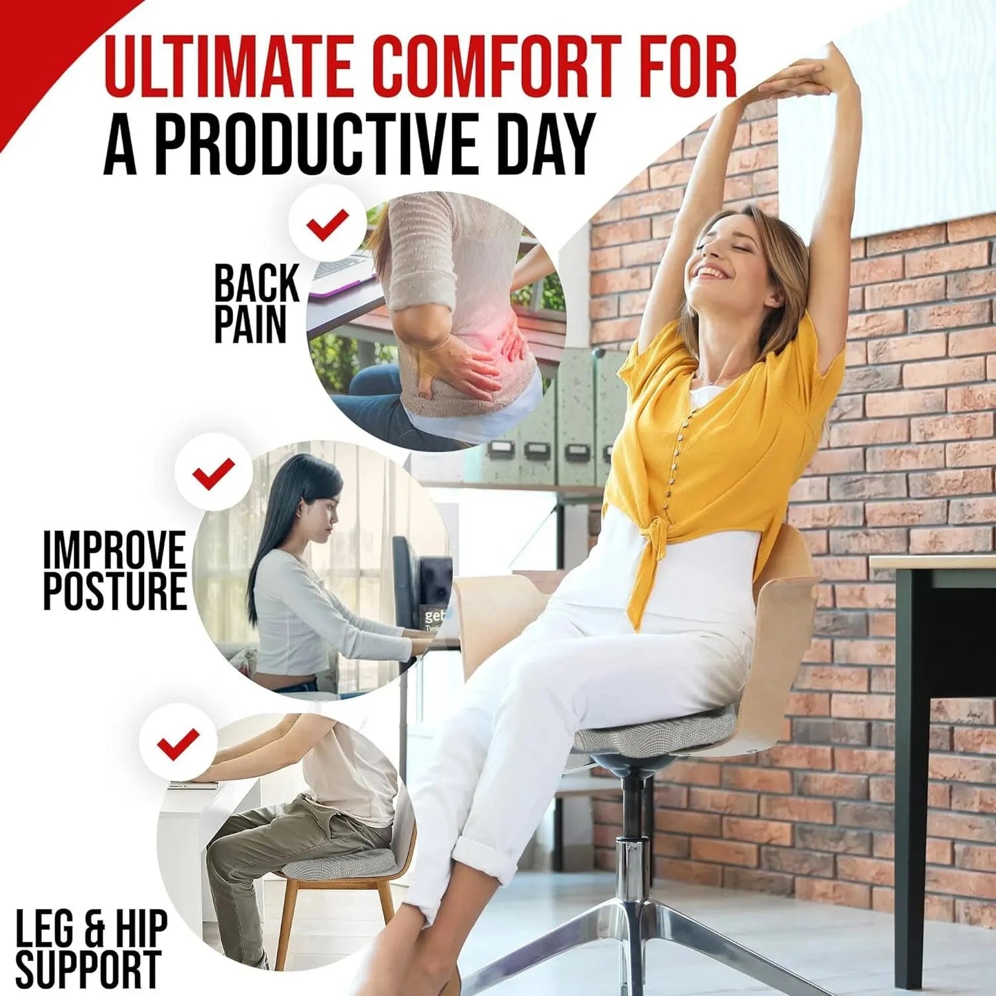 Ergonomic Memory Cotton Office Cushion Hemorrhoid Cushion Chair Cushion Sedentary Artifact Student Ass Cushion Econic Blanks