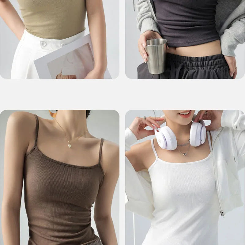 Women's Summer Basic Sleeveless Tank Top Spaghetti Strap Slim Fit Stretch Knitted Solid Color Camisole Quick Pick Grocers