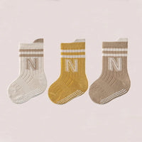 3Pairs/lot Children's Socks For Boys Girls Cotton Letter Kids Socks Casual Sport Girl Boy Toddler Baby Floor Short Sock Non-slip Quick Pick Grocers