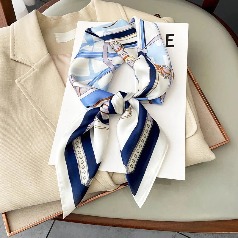 Neckerchief Female Luxury Square Scarf for Women Silk Feeling Shawl Satin Hijab Fashion Wraps Hair Bands Ribbon Headband Bandann Econic Blanks