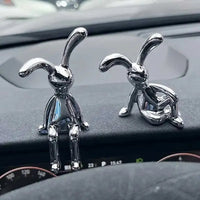 2PC Long-Eared Rabbit Double Statue Cartoon Decoration Accessories Living Room Bedroom Car Decoration Desktop Decorative Ornamet Quick Pick Grocers