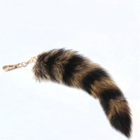 Plush-Fox Tail Keychain Furry Racoon Tail Keyring Keychain 28cm Animal Tail Key-Pendant Pompoms Keyring Holder Bag-Decor Econic Blanks