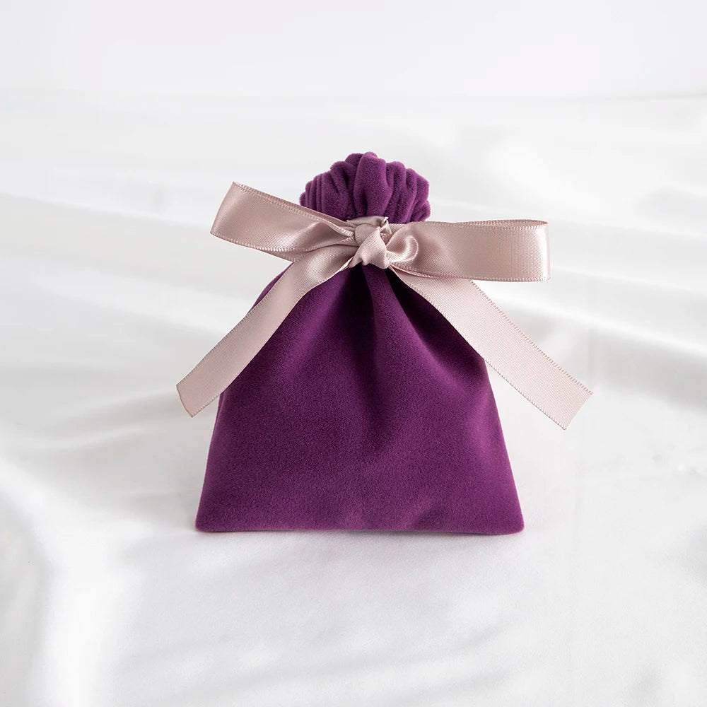 10pcs Green Jewelry Velvet Bag Ribbon Bowknot Pouches Gift Display Packing Storage Wedding Favors Travel Candy Drawstring Pocket Purest Peak