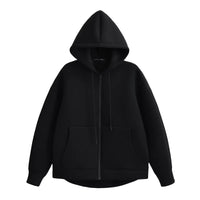 HH Autumn Women Gray Jacket With Hood Long Sleeve Big Pocket Zipper Jacket Coat Woman Loose Casual Outerwear Coat Tops Econic Blanks