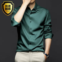 S-5XL Men's Shirt Long Sleeve Non iron Wrinkle Resistant Business Dress High end Professional Casual Suit White Shirt Quick Pick Grocers