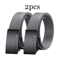 2pcs Fashion Men's Belt Canvas Woven Waistband Automatic Buckle Casual Belt Soft Versatile Jeans Belt Accessories Quick Pick Grocers