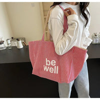 Casual Large Stripe Women's Shoulder Bag 2025 New Fashion Commuter Tote Bag High Capaci Canvas Handbag for Youth bolso mujer Quick Pick Grocers
