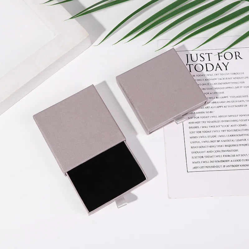 10pcs 8x8x1.7cm Kraft Paper Drawer Travel Jewelry Packaging Box Greeting Card Necklace Bracelet Earrings Gift Organizer Case Box Purest Peak