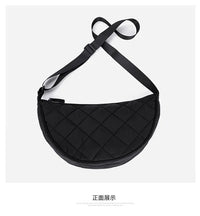 Waist Half Moon Belt Bag Solid Color Crossbody Bag Large Capacity Shoulder Bags Portable Nylon Plaid Travel Bags for Commuting Quick Pick Grocers