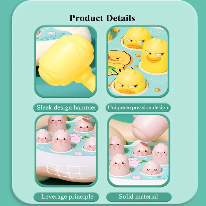 Duck/Frog/Pig Baby Toy Montessori Learning Game Educational Puzzle Gift for 12 24 Months Toddler Boy/Girl with Hammer Econic Blanks