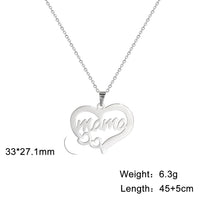 Skyrim Mama Letter Pendant Necklace for Women Stainless Steel Neck Chain Choker Trendy Family Jewelry Mother's Day Gift for Mom Quick Pick Grocers
