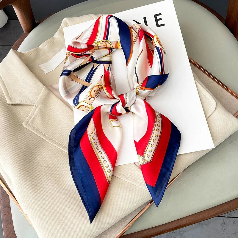 Neckerchief Female Luxury Square Scarf for Women Silk Feeling Shawl Satin Hijab Fashion Wraps Hair Bands Ribbon Headband Bandann Econic Blanks